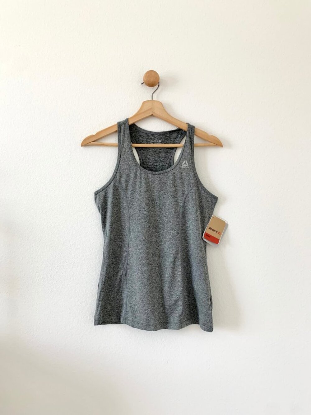 Reebok Gray Black Heather Racerback Dynamic Tank Top XSmall